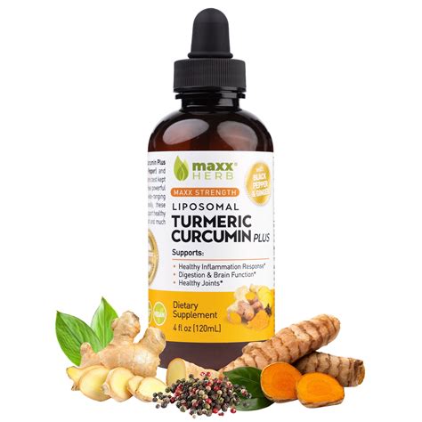 Maxx Herb Liposomal Turmeric Curcumin Extract, Black Pepper & Ginger, 4 ...