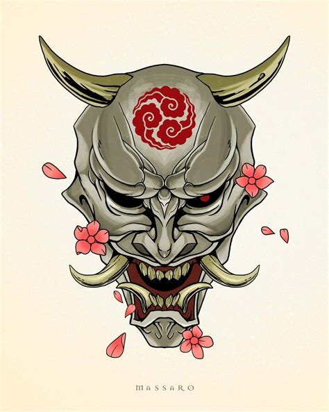 Oni Mask Forearm Tattoos