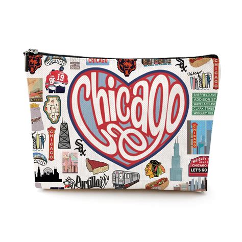Chicago Travel Gift Cosmetic Bag Chicago Lover Gifts Makeup Bag Chicago ...