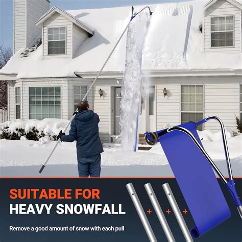 Review VOLTASK 21.5 Feet Snow Roof Rake with Snow Slide & Telescoping ...