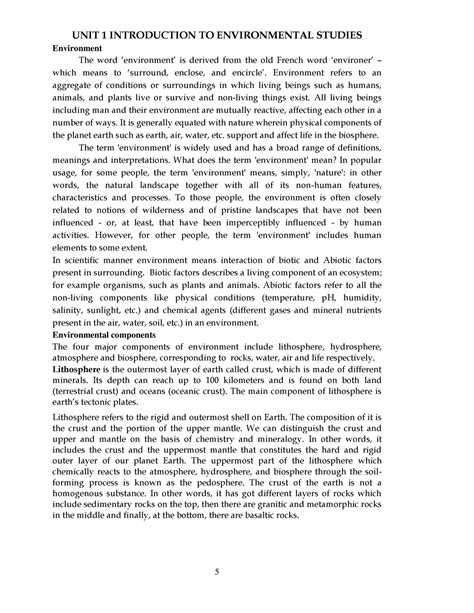 EVS notes - UNIT 1 INTRODUCTION TO ENVIRONMENTAL STUDIES Environment ...