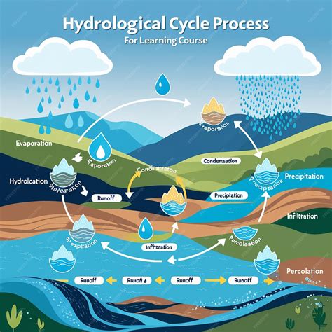 The hydrological cycle process visually for learning course water ...