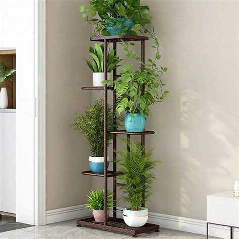 Support de plantes à 5 niveaux, support d'angle en métal robuste pour ...