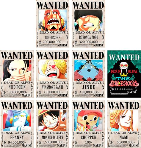 Buy Yshen 10 Pcs One Piece Pirates Wanted Poster,1.5 Billion New ...