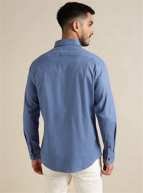 Buy Dark Pastel Blue Shirt | Casual Blue Solid Shirts for Men Online ...