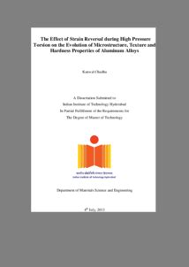 The Effect of Strain Reversal during High Pressure Torsion on the ...