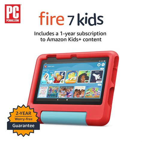Buy Fire 7 Kids tablet, 7 display, ages 3-7, with ad-free content kids ...