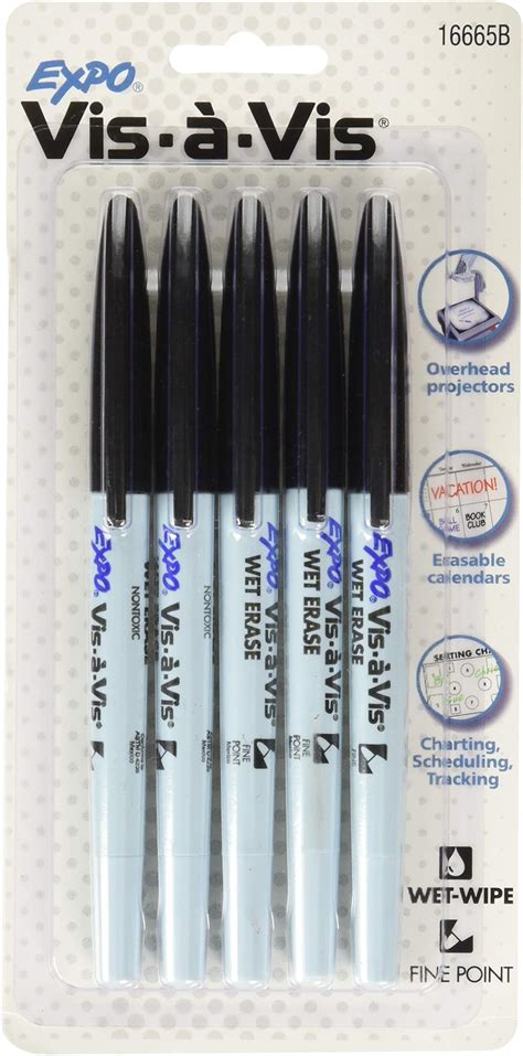 EXPO Vis-A-Vis Wet-Erase Overhead Transparency Markers, Fine Point ...