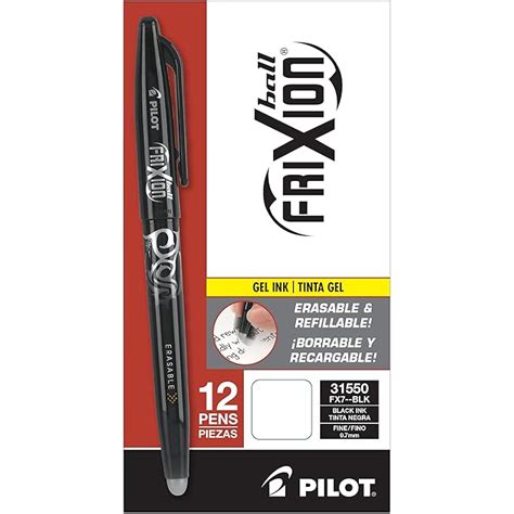 Pilot FriXion Ball Erasable Gel Pens, Fine Point, Black Ink, Dozen Box ...