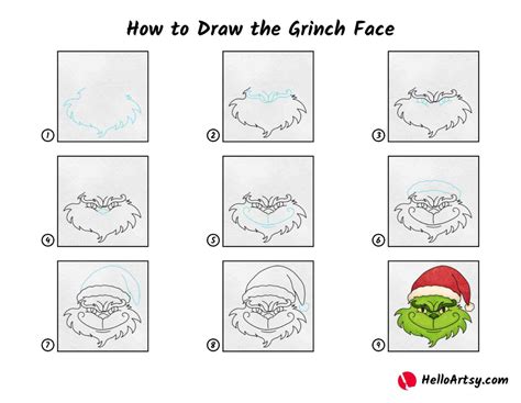 How to Draw the Grinch Face - HelloArtsy