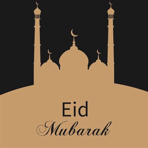 An illustration of a mosque with a crescent moon and the words eid ...