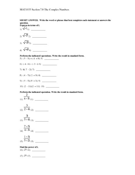 Complex Numbers Lesson 的图像结果