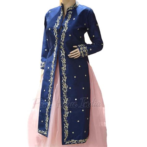Girls/Women Skirt with Long Blue Jacket For Wedding Function