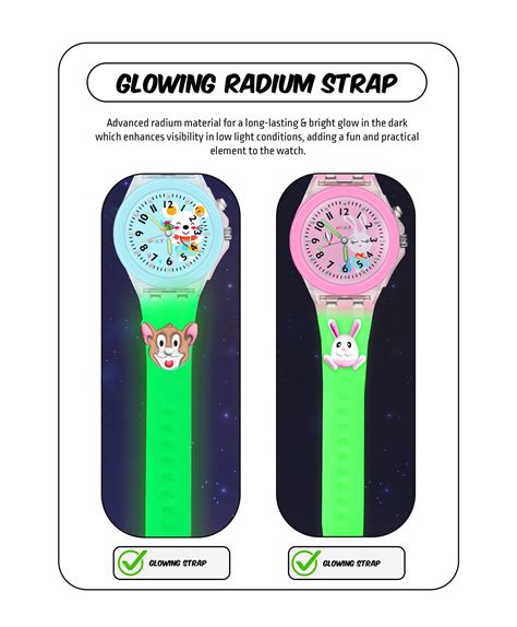 Spiky 3D Astronaut & Rabbit Cartoon Analog Light Watch Combo - Blue ...
