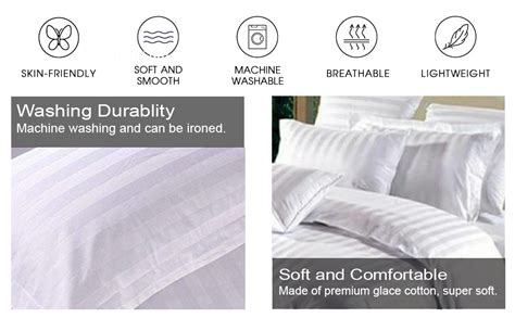 BDWEAVES 400 TC Cotton Plain Stripes Double Queen Size Bedsheet with 2 ...