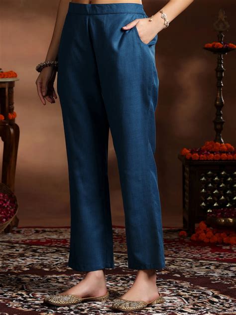 Buy Teal Solid Cotton Blend Straight Suit With Dupatta Online at Rs ...