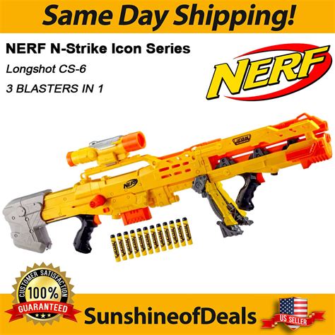 Buy NERF Gun Longshot CS-6 N-Strike Icon Series - 3 in 1 Sniper Toy ...