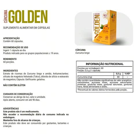 Curc Golden 400mg Cúrcuma Longa 60 Cápsulas Maxinutri | SHEIN Brasil