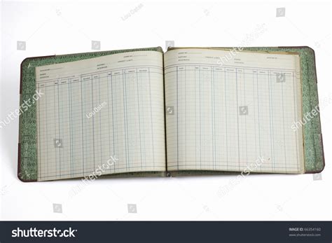 Old Well Worn Accounting Ledger Book On White Background. Grunge Intact ...