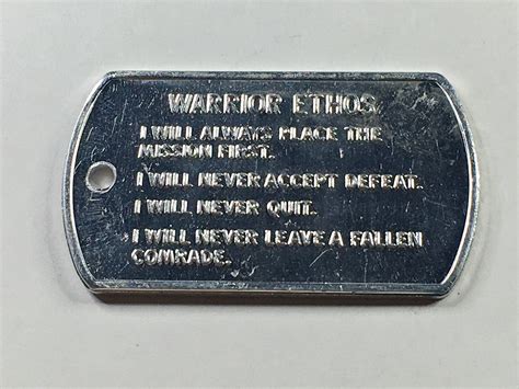2" Long Pendant/Keychain with Warrior Ethos/Army Values*Metal ...