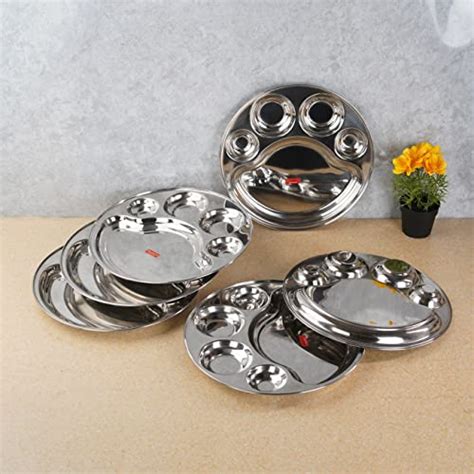 Sumeet Stainless Steel Round 5 in 1 Compartment Lunch / Dinner Plate S ...