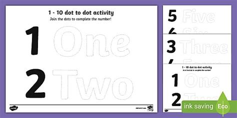 1 to 10 in words dot to dot activity - Educational Resources