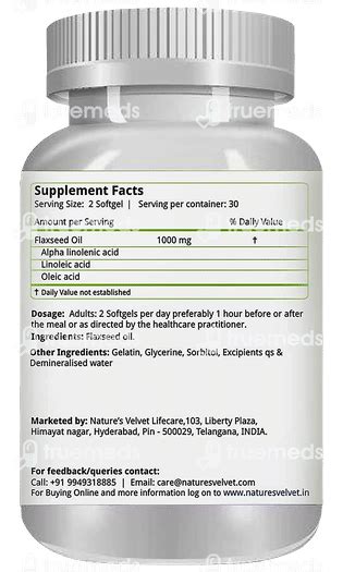 Natures Velvet Flaxseed Oil 1000 Mg Capsule 60 - Uses, Side Effects ...