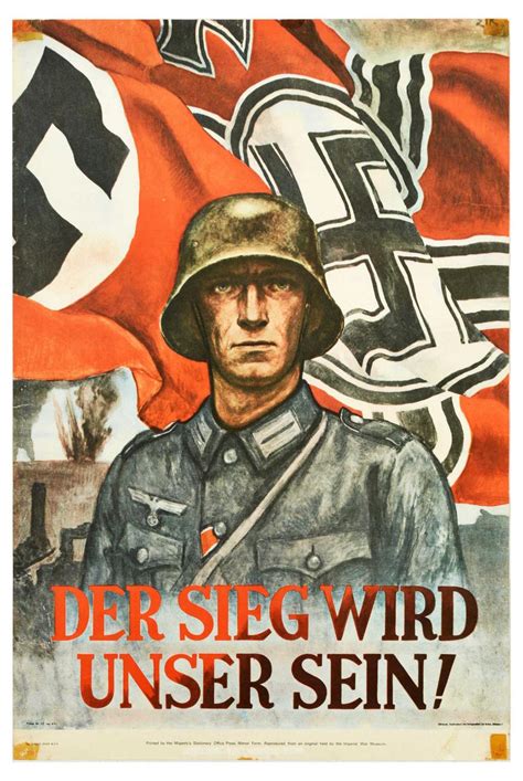 Set War Posters Hitler Nazi Germany Wehrmaht. Set of 4 vinta ...