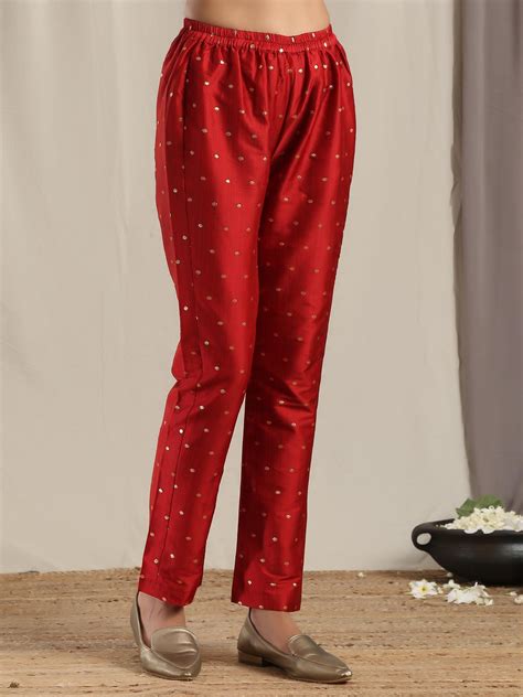 Red Silk Angrakha Kurta Pant Set – trueBrowns