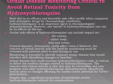 Hcq ocular toxicity | PPTX - where is hydroxychloroquine used