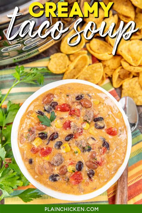 Easy Creamy Taco Soup Recipe | Deporecipe.co