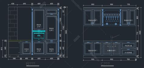 精品室内设计厨房类整体橱柜CAD图库，厨房CAD图纸下载 - 易图网