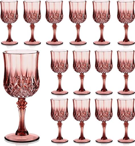 Amazon.com | XUWAIDSGN 7oz Plastic Vintage Rose Gold Drinking Glasses ...