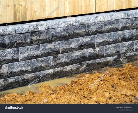 Concrete Cinder Block Retaining Wall Residential Stock Photo 2384559377 ...