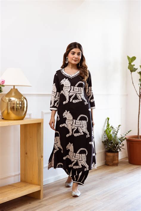Modern Black Ethnic Set for Women - Rayon Fabric – Nehamta