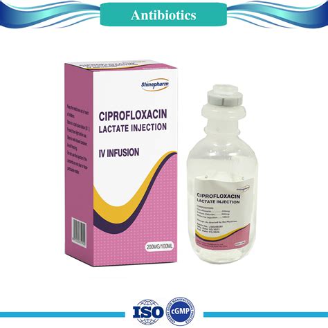 Antibiotics Ciprofloxacin Lactate Injection 200mg/100ml IV Fluids with ...