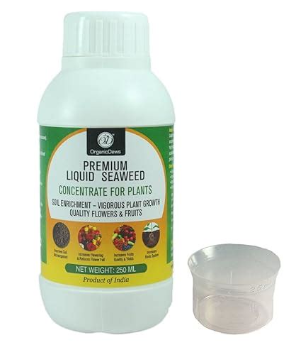 OrganicDews Liquid Seaweed Concentrate for Plants 250 ml with Measuring ...