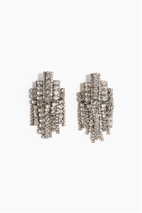 Rhinestone earrings - Silver-coloured - Ladies | H&M IN