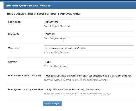 Quiz Campaign Using 2 Way SMS Service