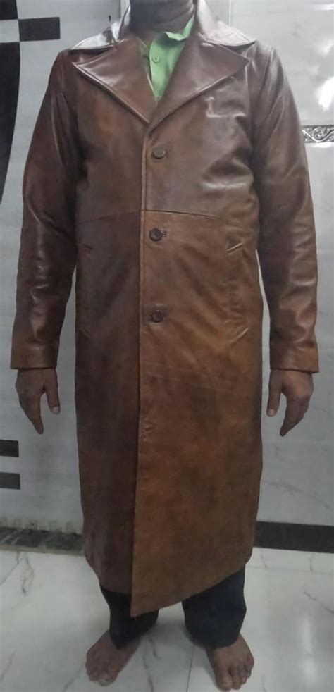 Mens Antique BROWN Leather Trench Coat German MILITARY Real - Etsy
