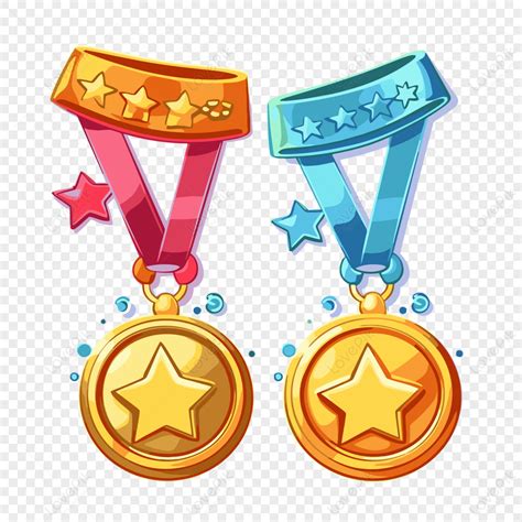 Medals Clipart Ito Ay Dalawang Gintong Medalya Na May Mga Bituin Sa Mga ...
