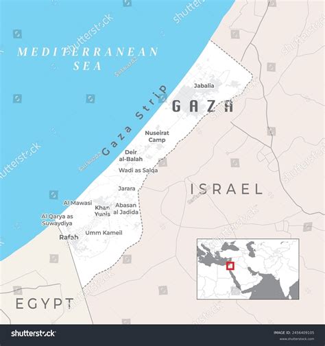 Gaza Strip Political Map Palestinian Territory Stock Vector (Royalty Free) 2456409105 | Shutterstock
