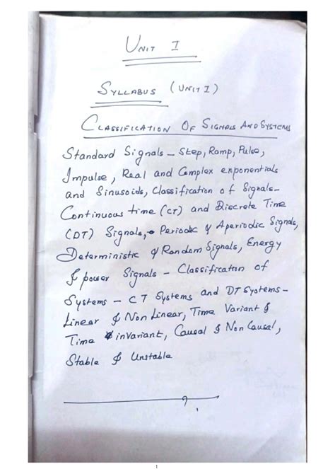 EC Signals and systems SS 1 - Handwritten notes on signal ...