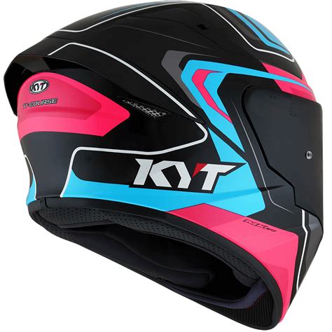 KYT TT Course Overtech Black Blue Pink Gloss Helmet– Moto Central