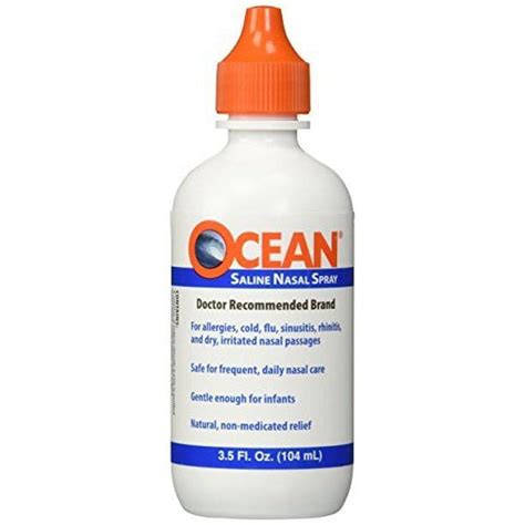 Ocean Saline Nasal Congestion Natural Non Medicated Relief Spray 3.5 oz ...