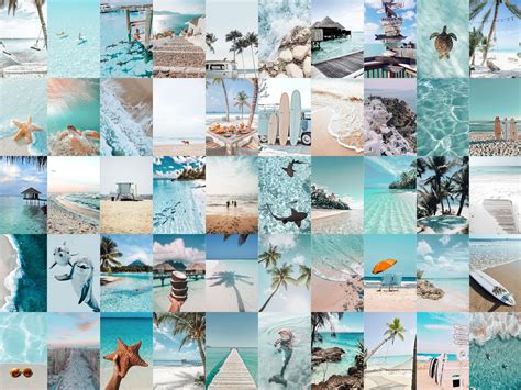 Blue Aesthetic Collage In Beach