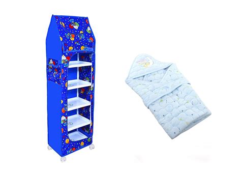 Little Paigii 6 Shelve Baby Almirah/Wardrobe with 1 Wrapper Cum Blanket ...