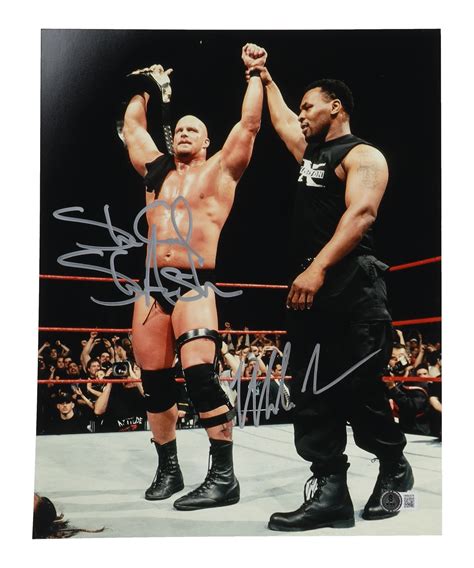 "Stone Cold" Steve Austin & Mike Tyson Signed "WrestleMania XIV" 11x14 ...