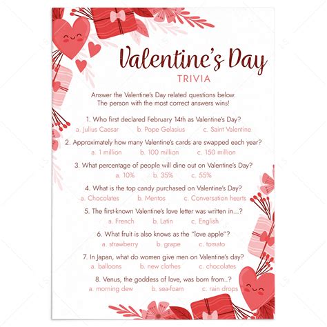 Valentines Day Trivia Printable - prntbl.concejomunicipaldechinu.gov.co