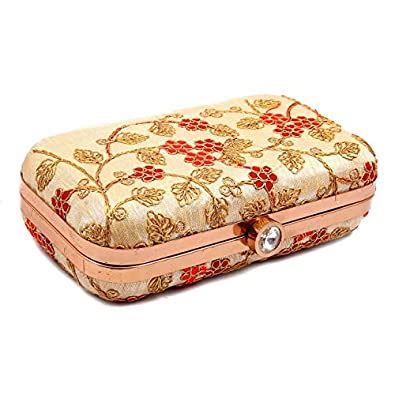 Hash Creations Women's Hand Embroidered Box Clutch Bag (CL010 ...